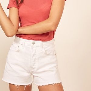 REFORMATION Dixie High Rise White Shorts Size 28